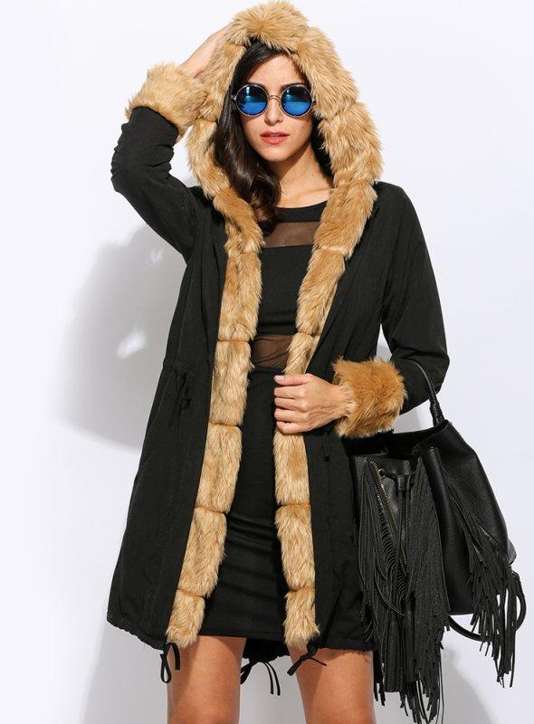 Cony Hair Warm Vintage Long Sleeve Hoodie Cotton Holiday Coat