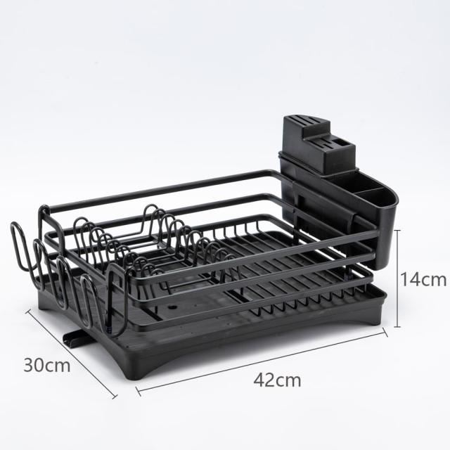 Multifunctional Aluminum Kitchen Drying Dish Rack Sink Drain Knives Holder