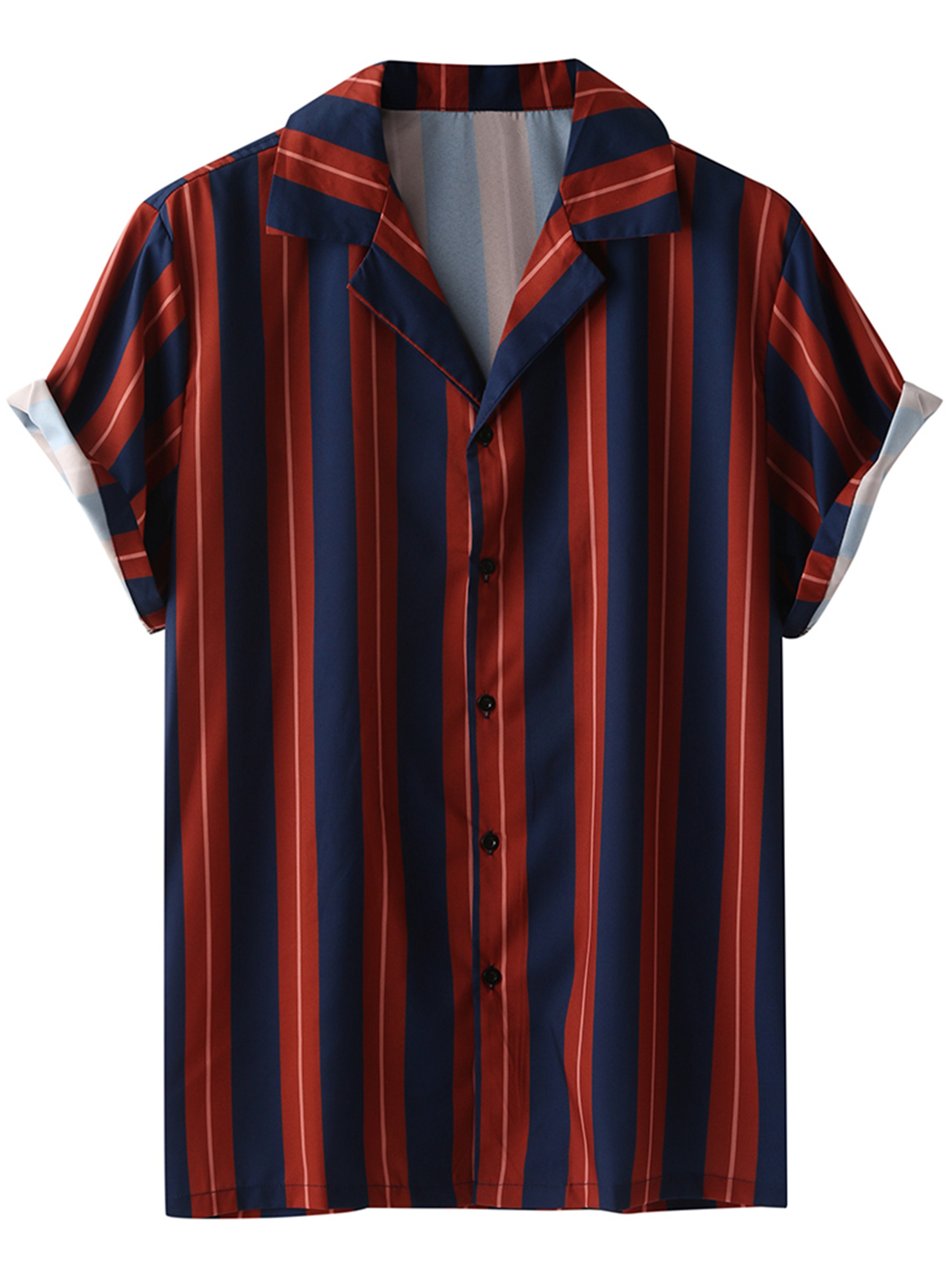 Men's Retro Stripe Pattern Button Up Shirt