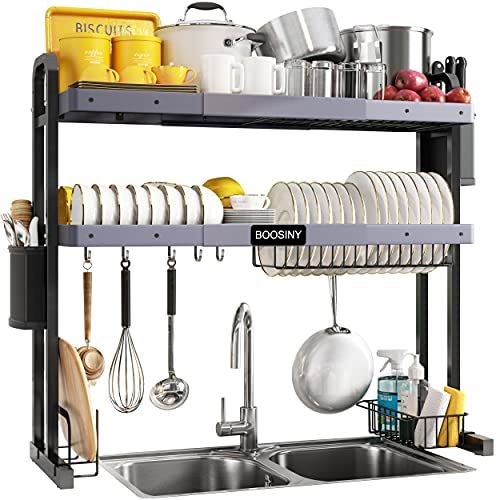 Over The Sink Dish Drying Rack, Boosiny 2 Tier