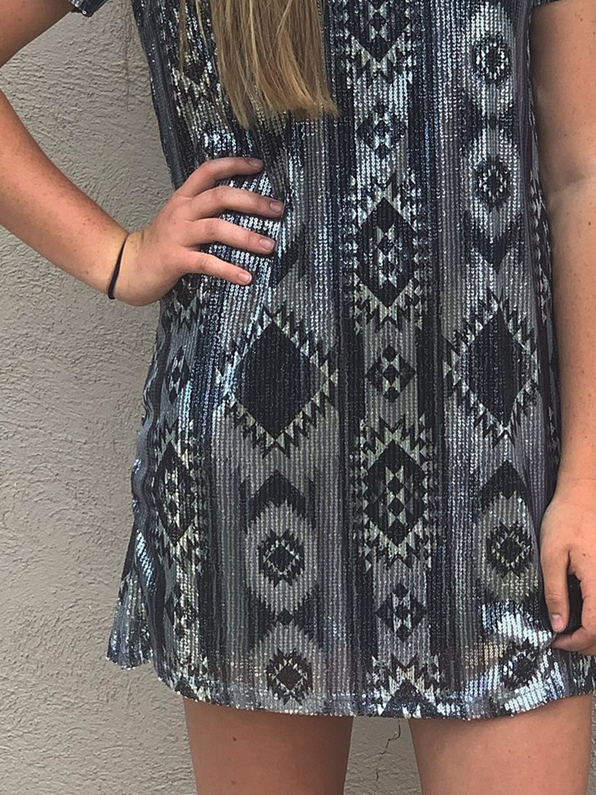 Short Sleeve Printed Crew Neck Casual Dresses