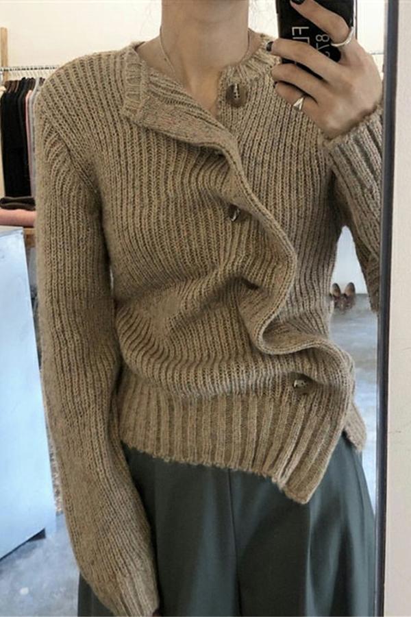 Fashion Irregular Knit Sweater Coat