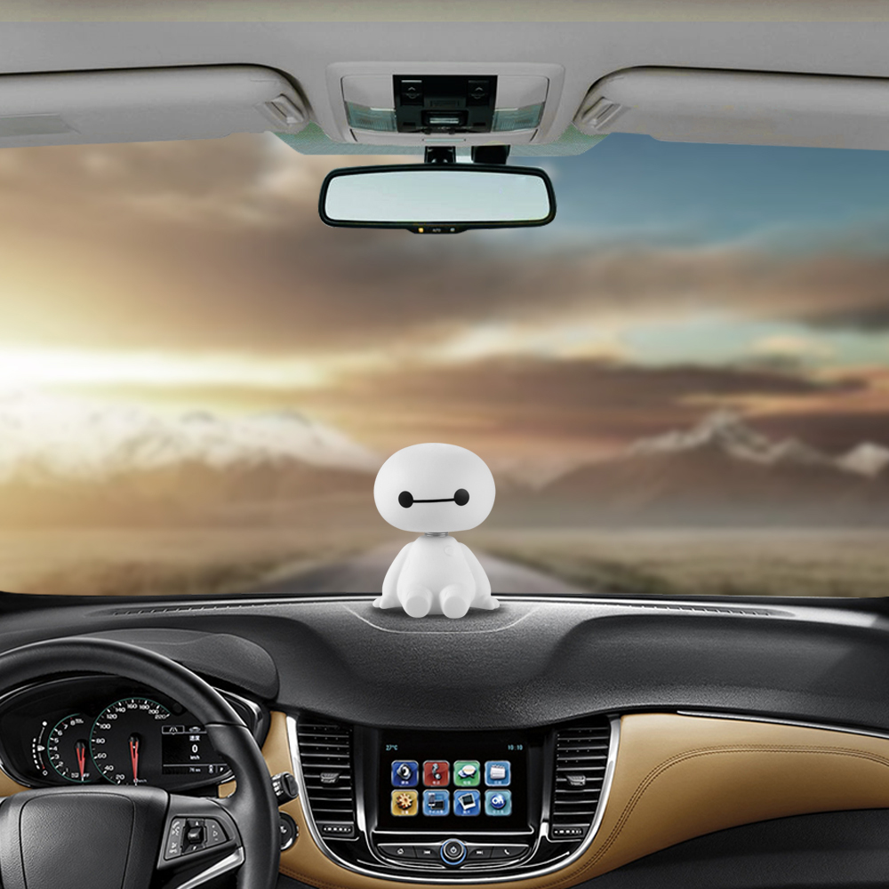 Cartoon Plastic Baymax Robot Shaking Head Figure Car Ornaments Auto Interior Decorations Big Hero Doll Toys Ornament Accessories