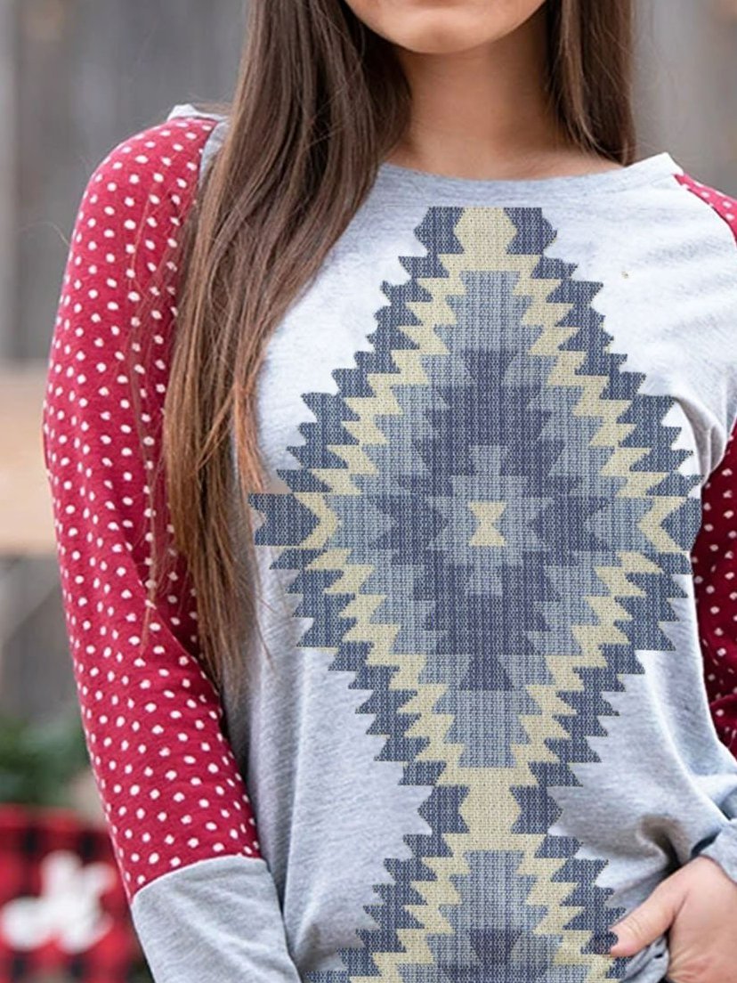 Casual Crew Neck Long Sleeve Shift Shirts & Tops