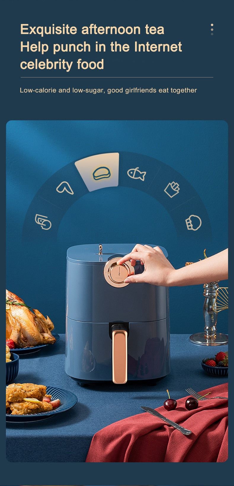 4.5L Electric Air Fryer Without Oil Home Cooking Intelligent temperature control timing