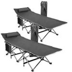 Zone Tech Folding Outdoor Travel Cot – 2 Pack Grey Premium Quality