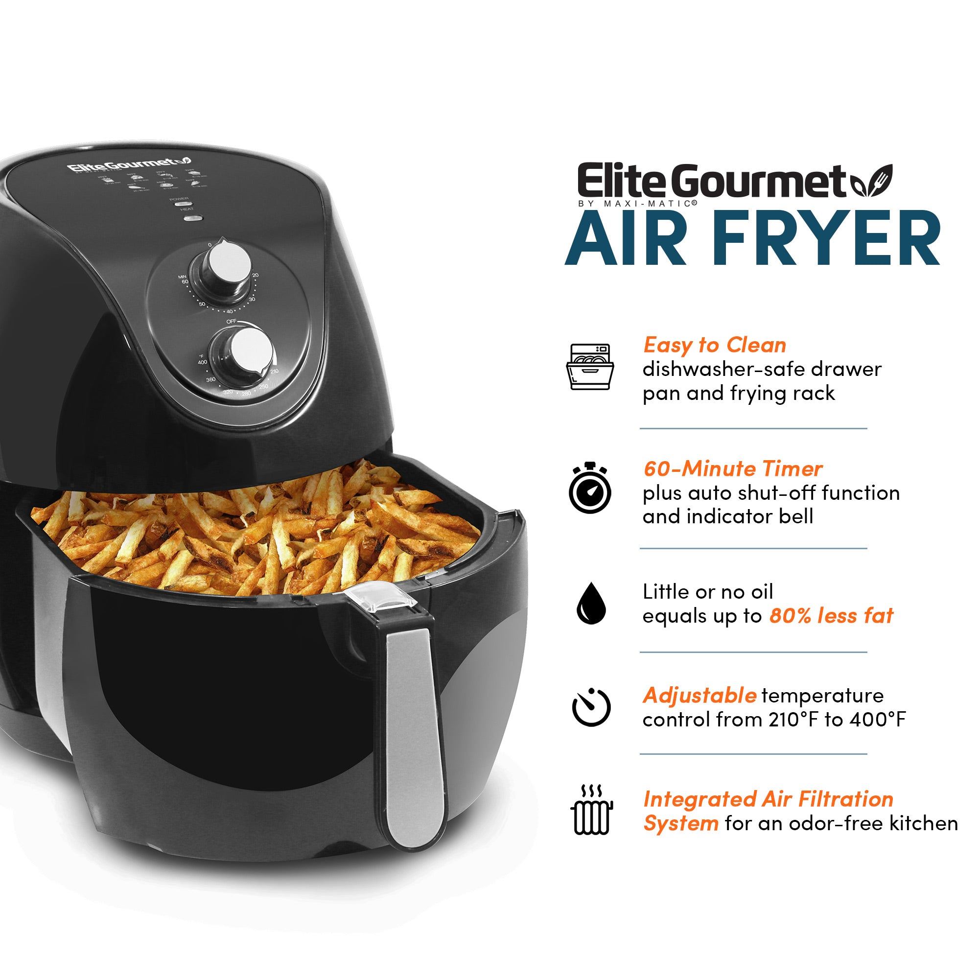 6.5Qt. XXL Air Fryer with Adjustable Temperature & Timer