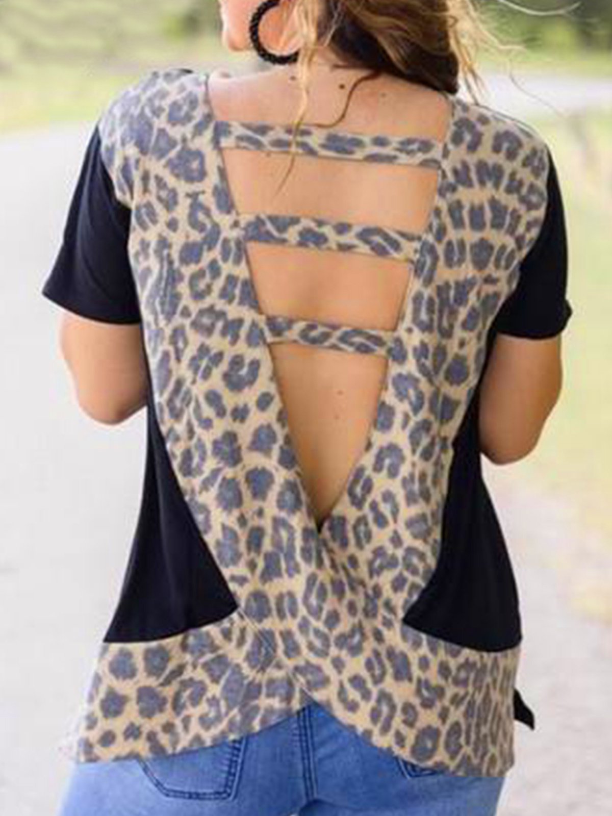 Crew Neck Printed Short Sleeve Vintage Shirts & Tops