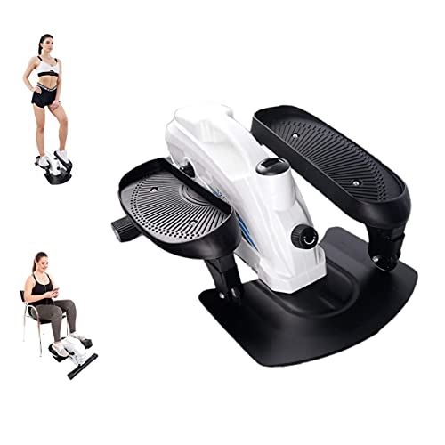PCAFRS Mini Elliptical Machine Under Desk Elliptical Bike Display Monitor and Adjustable Resistance- Black & White