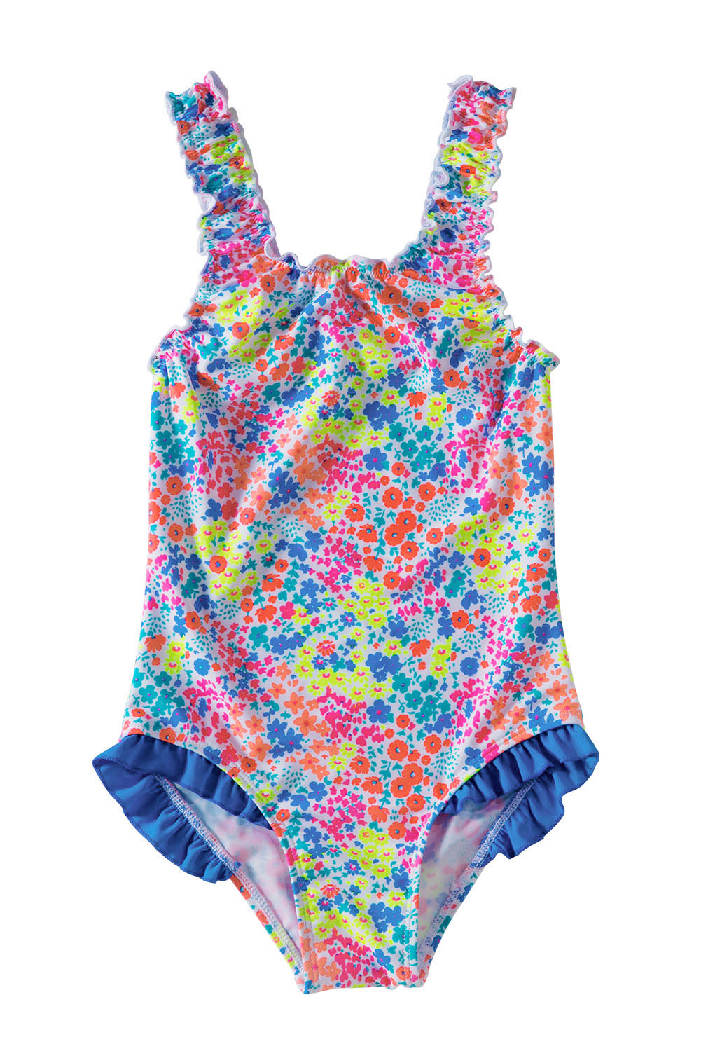 Multicolored Bow Ruffle Girls’ One Piece Swimsuit