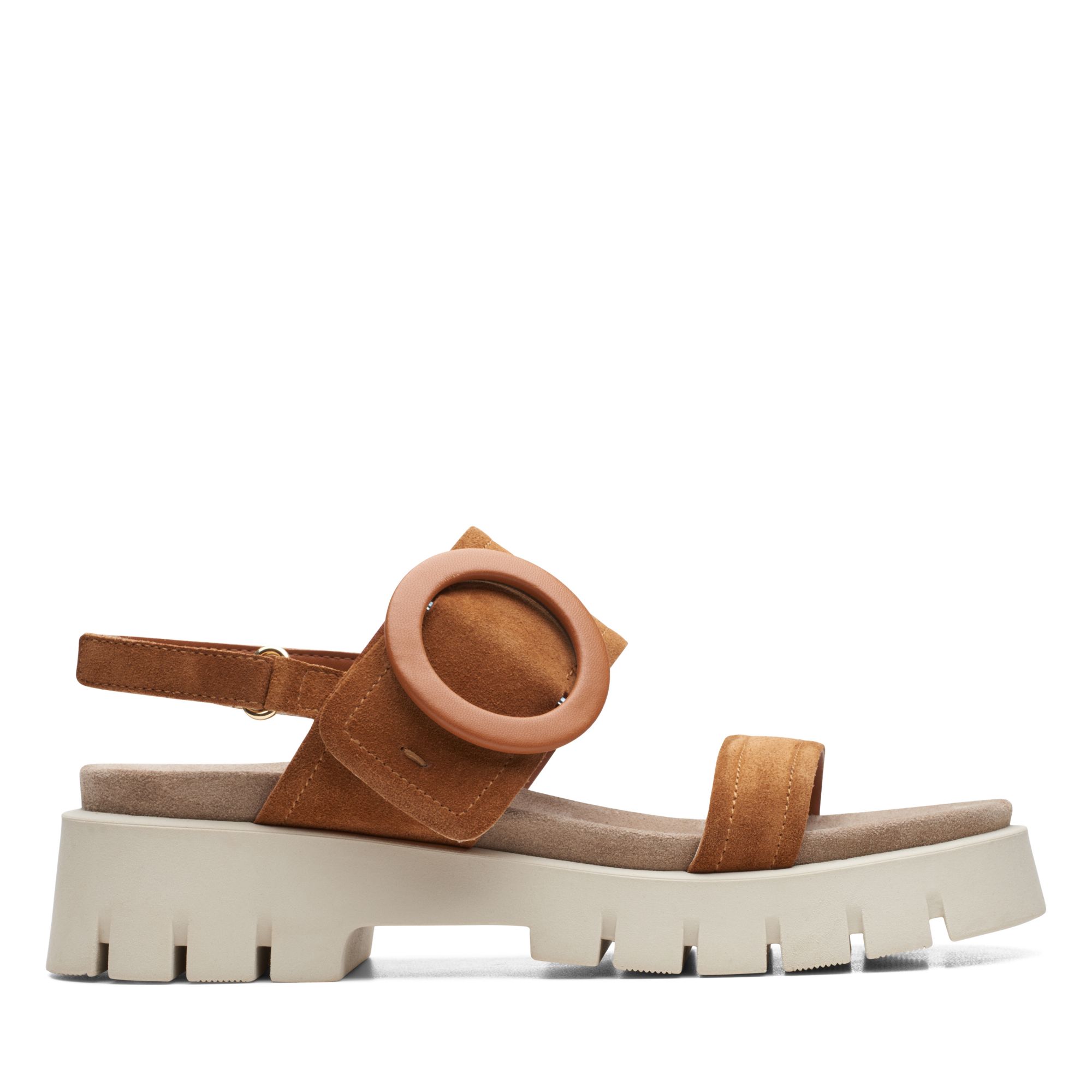 Women Sandals Motive Strap Tan Suede