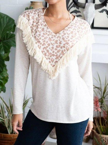 Long Sleeve Crew Neck Printed Casual Shirts & Tops