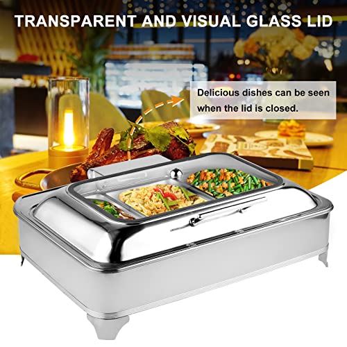 Dish Buffet Set 3 Pan 9.5 Quart Food Warmer Buffet Servers and Warmers