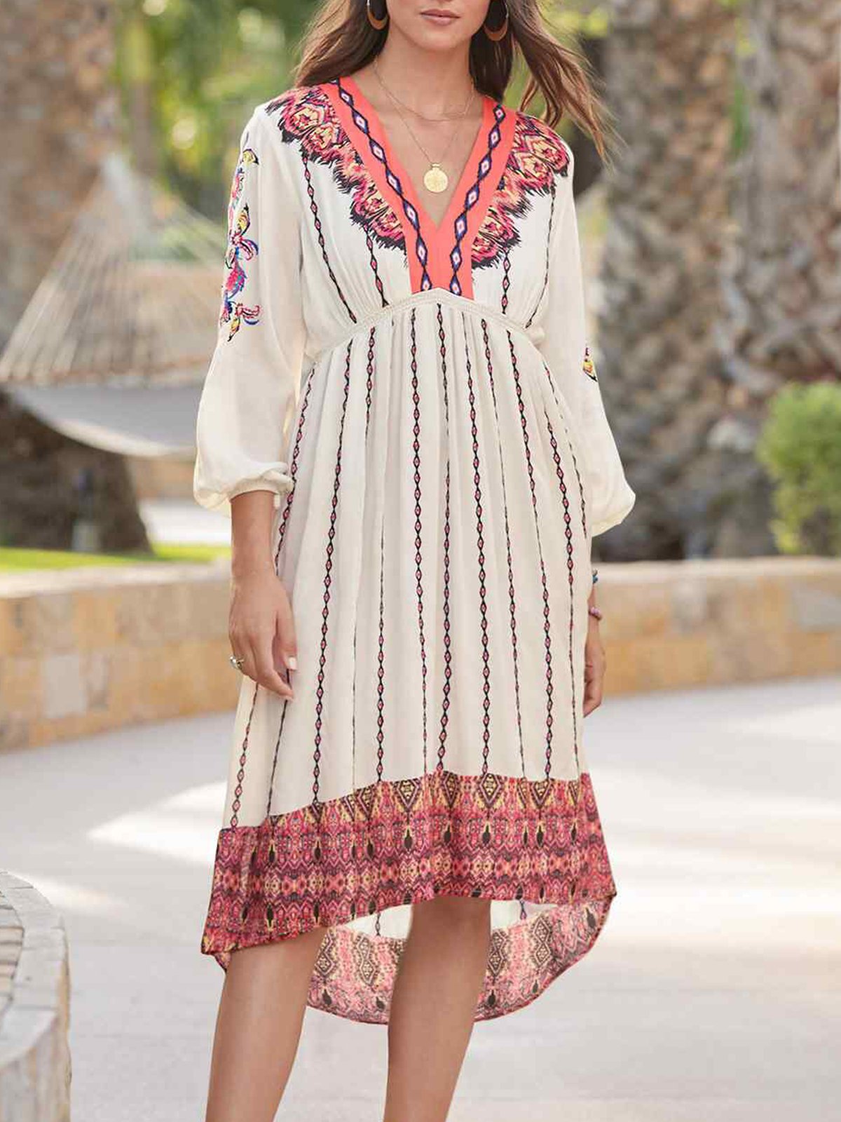 Shift Printed Floral Long Sleeve Dresses