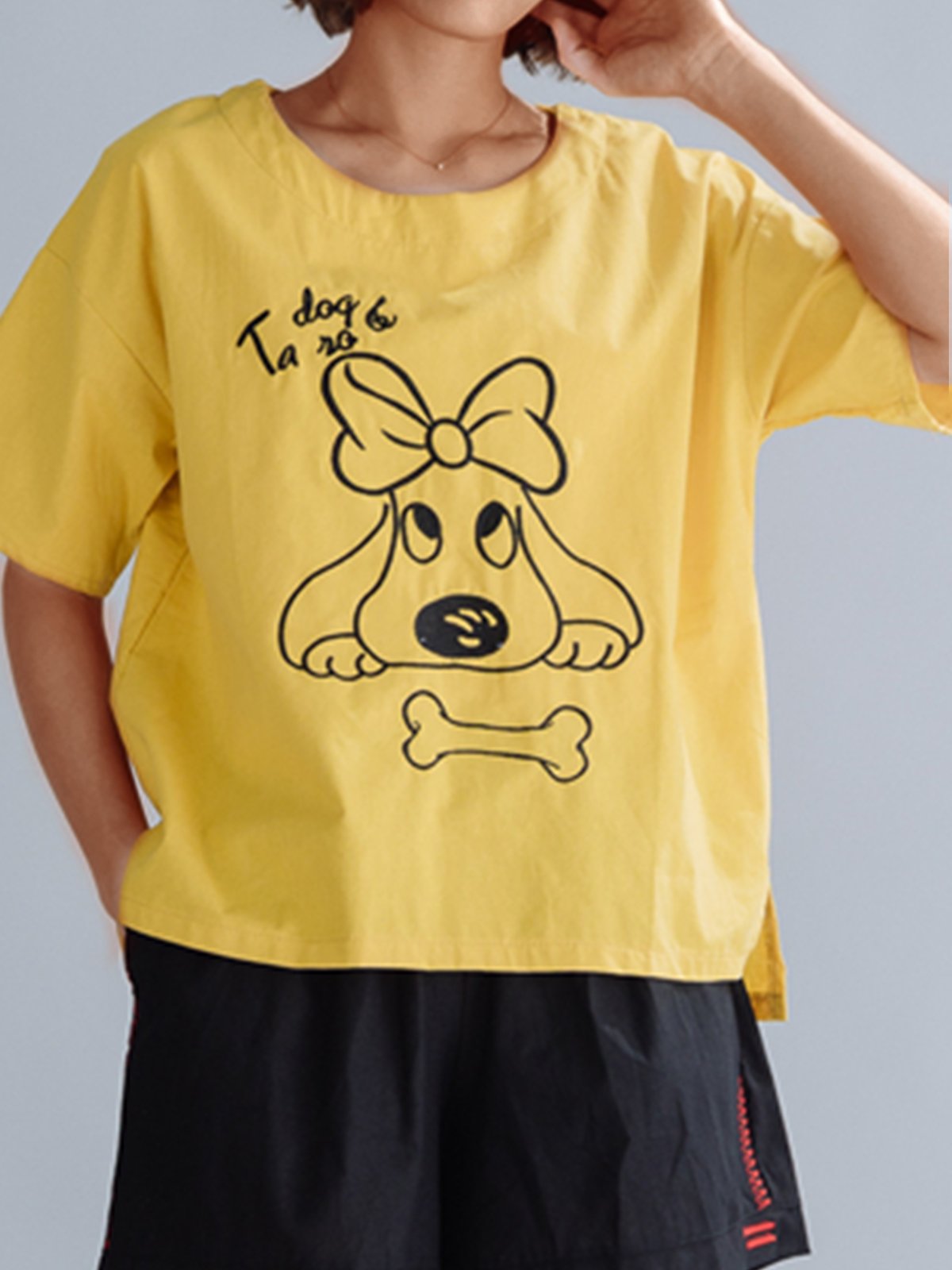 Plus Size Women Short Sleeve Round Neck Vintage Floral Casual Tops