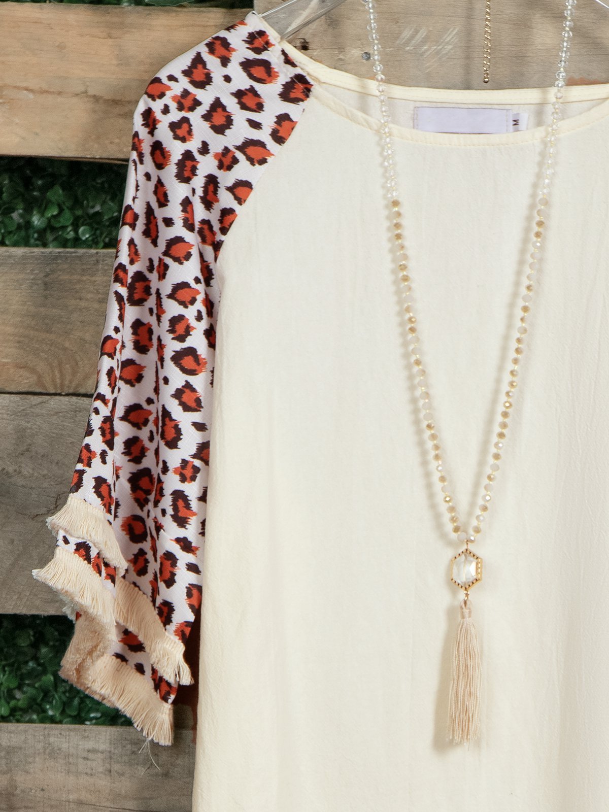 Casual Short Sleeve Round Neck Cotton-Blend Shirts & Tops