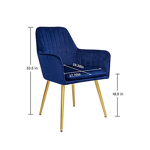 Modern Living Dining Room Accent Arm Chairs Club Guest with Gold Metal Legs