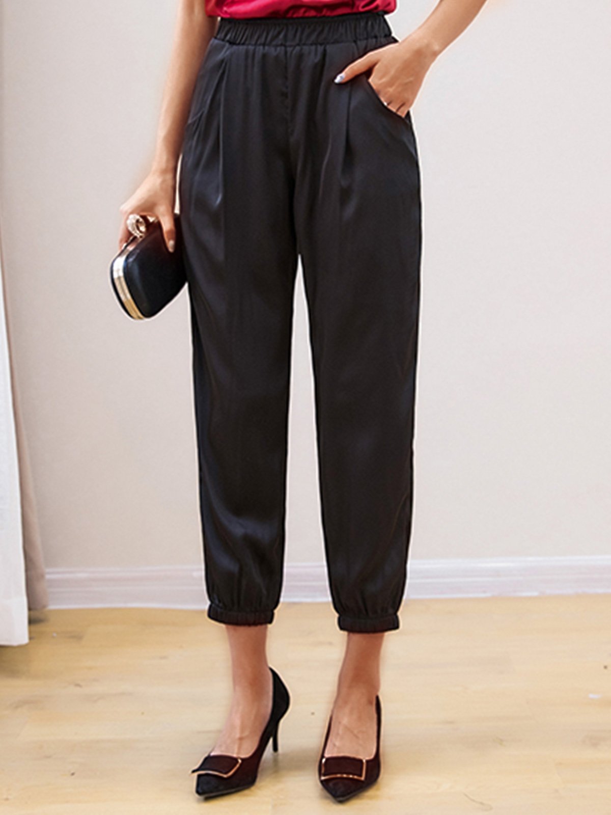 Plus Size Women Plain Casual Pants