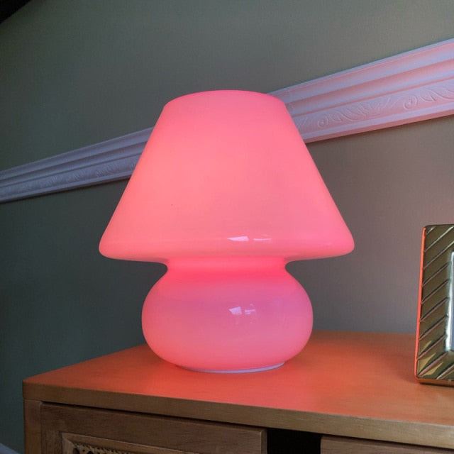 Glass Mushroom Table Lamp Living Room Bedroom Bedside Table Lamp