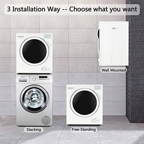 Dryer, 3.5 Cu. Ft Tumble Laundry Dryer Machine with Stainless Steel Tub, Easy