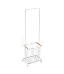 Rolling Laundry Cart + Wire Basket – Steel + Wood