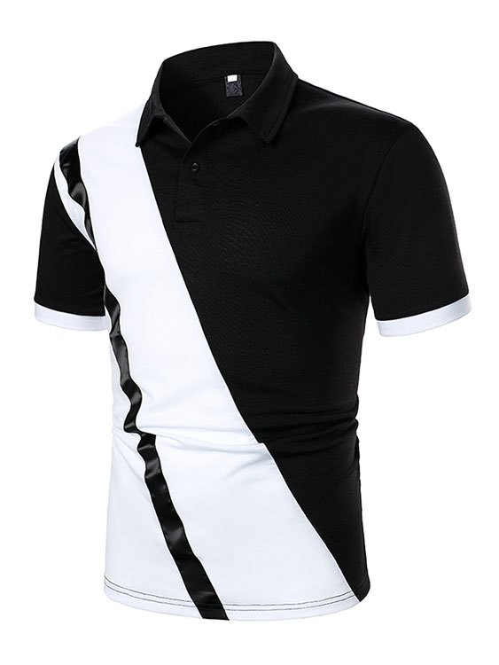 Men's Two Tone Color Block Polo Shirt