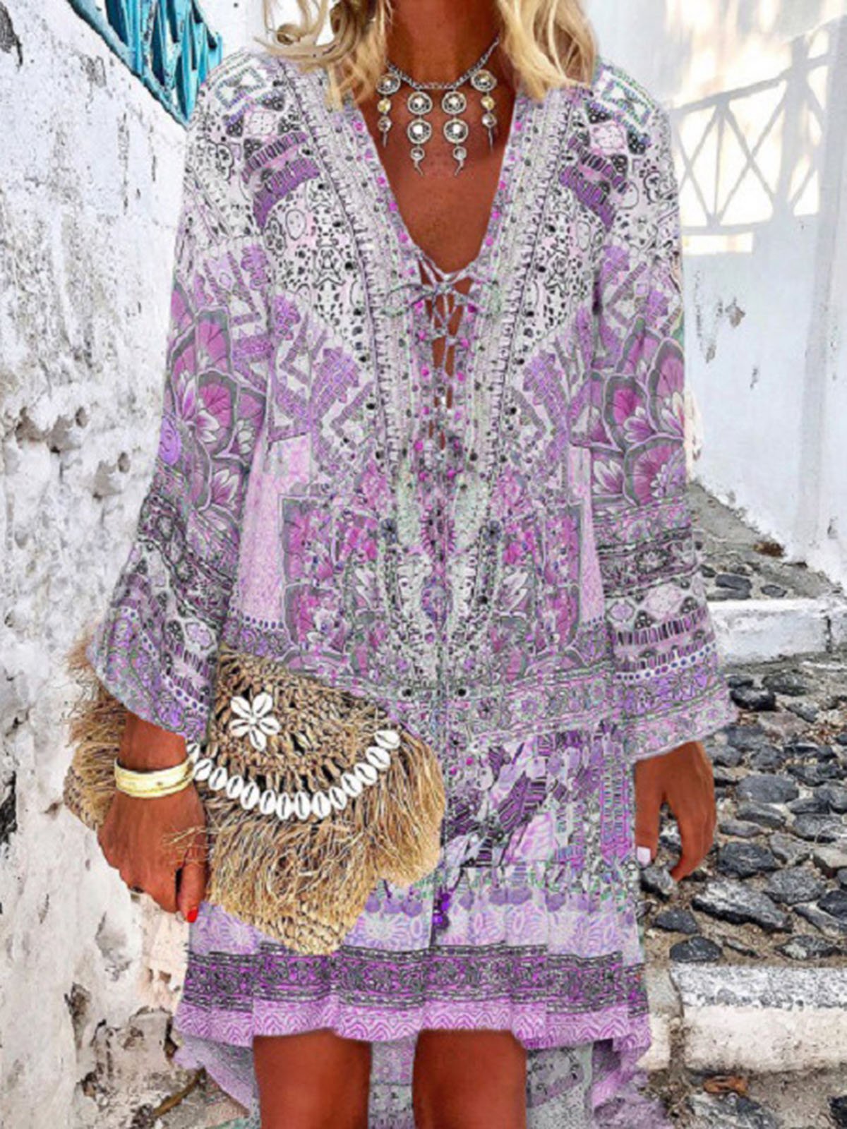 V Neck Women Dresses Holiday Dresses