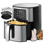 5.8Qt Big Capacity Air Fryer Toaster Oven, 8 Presets with AirFryer Cookbook, 1400W, LED Digital Screen,