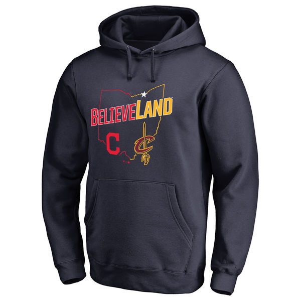 Men's Navy Cleveland Cavaliers & Cleveland Indians Believeland Pullover Hoodie