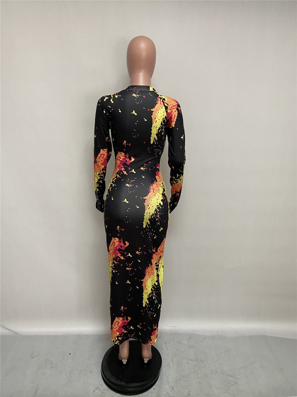 Autumn Colorful Long Sleeve African Midi Dress