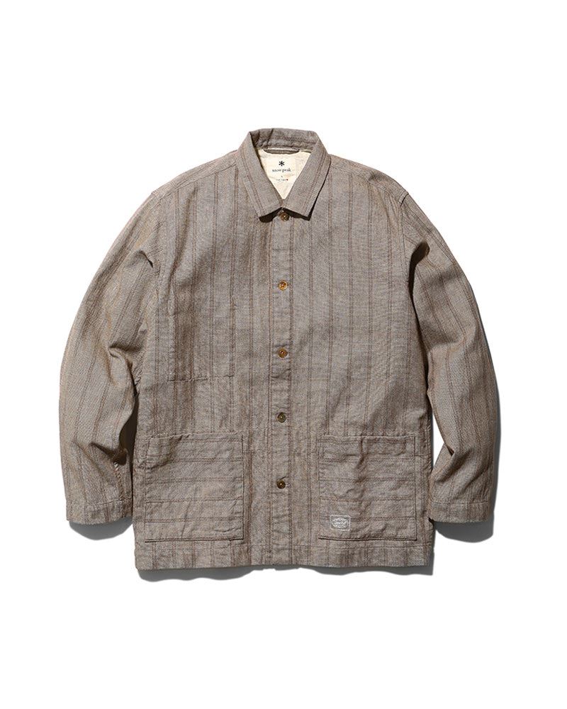 Cotton Linen Melange Stripe Shirt Jacket