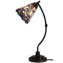 Stained Glass Rocker Arm Reading Desk Lamp with 6 inch Wide Blue Shade/19 in