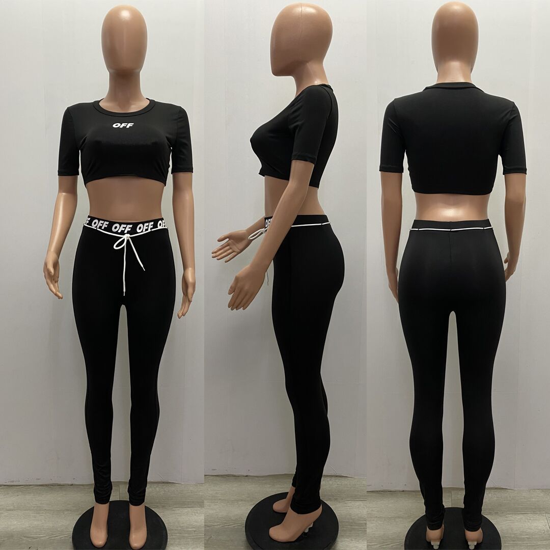 Summer Sports Fitness Crop Top and High Waist Legging Set