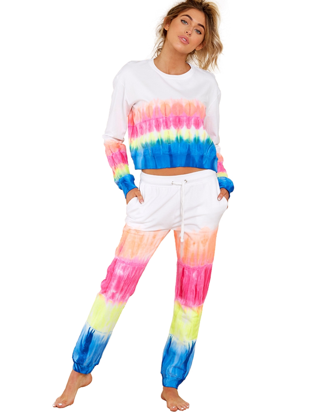 Autumn Tie Dye Matching Top and Pants Lounge Wear