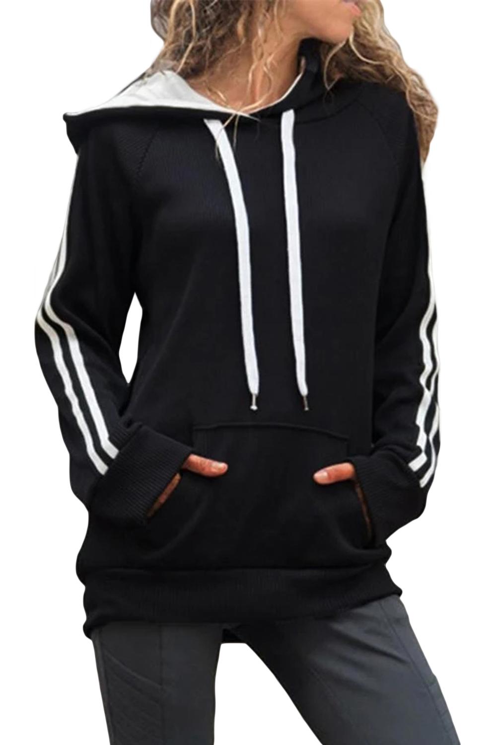 Black Basic Cotton Hoodie with Kangaroo Pocket
