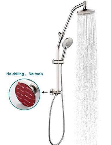 handheld shower head Brass Shower Column �C Height Adjustable Slider Brushed Nickel