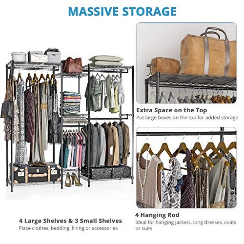 Upgrade 5 Tiers Wire Garment Rack with 74.4′′ L x 18′′ L x 72.4′′