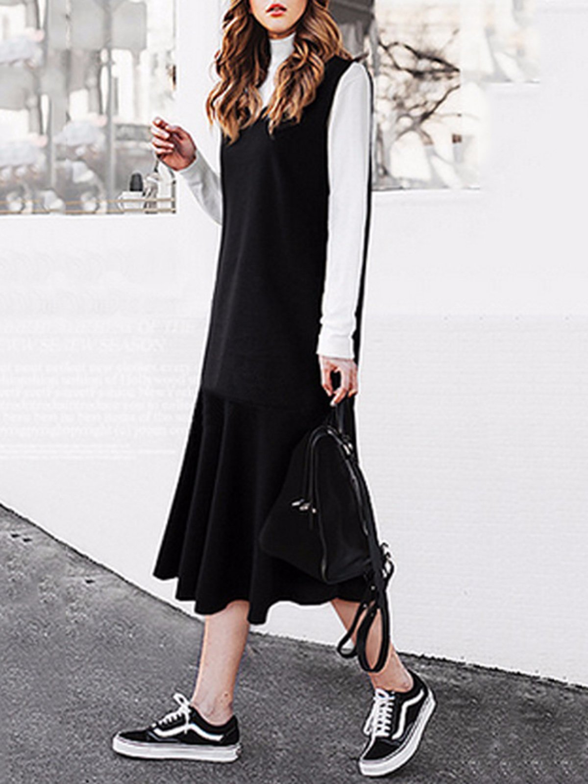 Plus Size Ruffled Basic Midi Dress