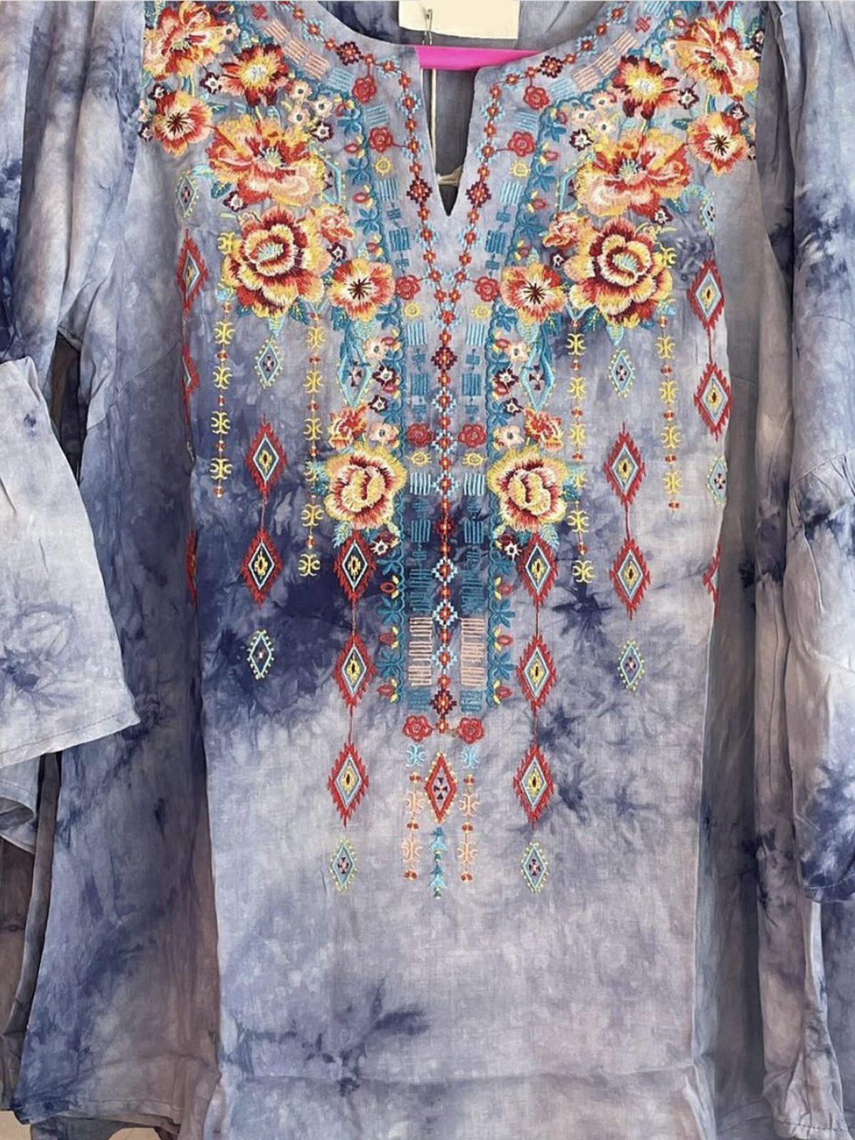 Romantic Shift Boho Cotton-Blend Shirts & Tops