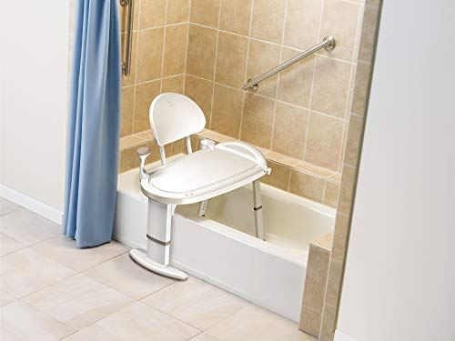Inch D Adjustable Height Non Slip Bath Safety Transfer Bench, Glacier White