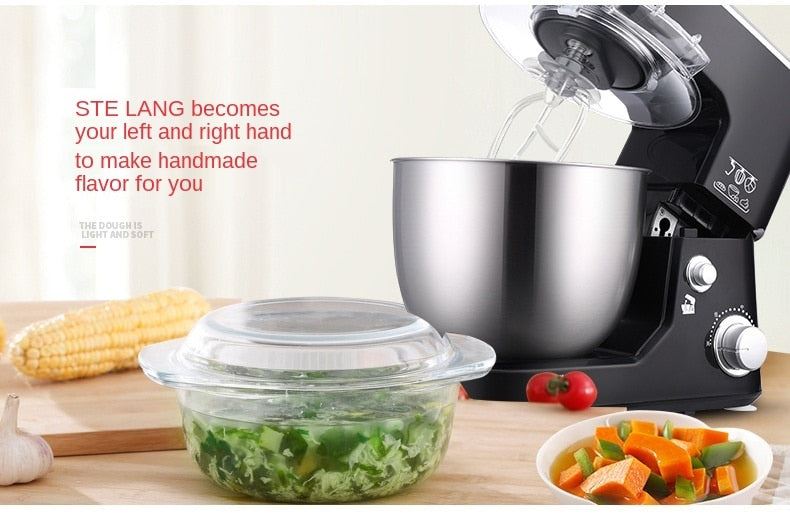 1000W High Power Stand Mixer Stainless Steel Bowl 6-speed Kitchen Food Blender