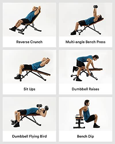 UREVO Weight Bench, Adjustable Weight Bench Strength Training Benches Folding with Leg Extension