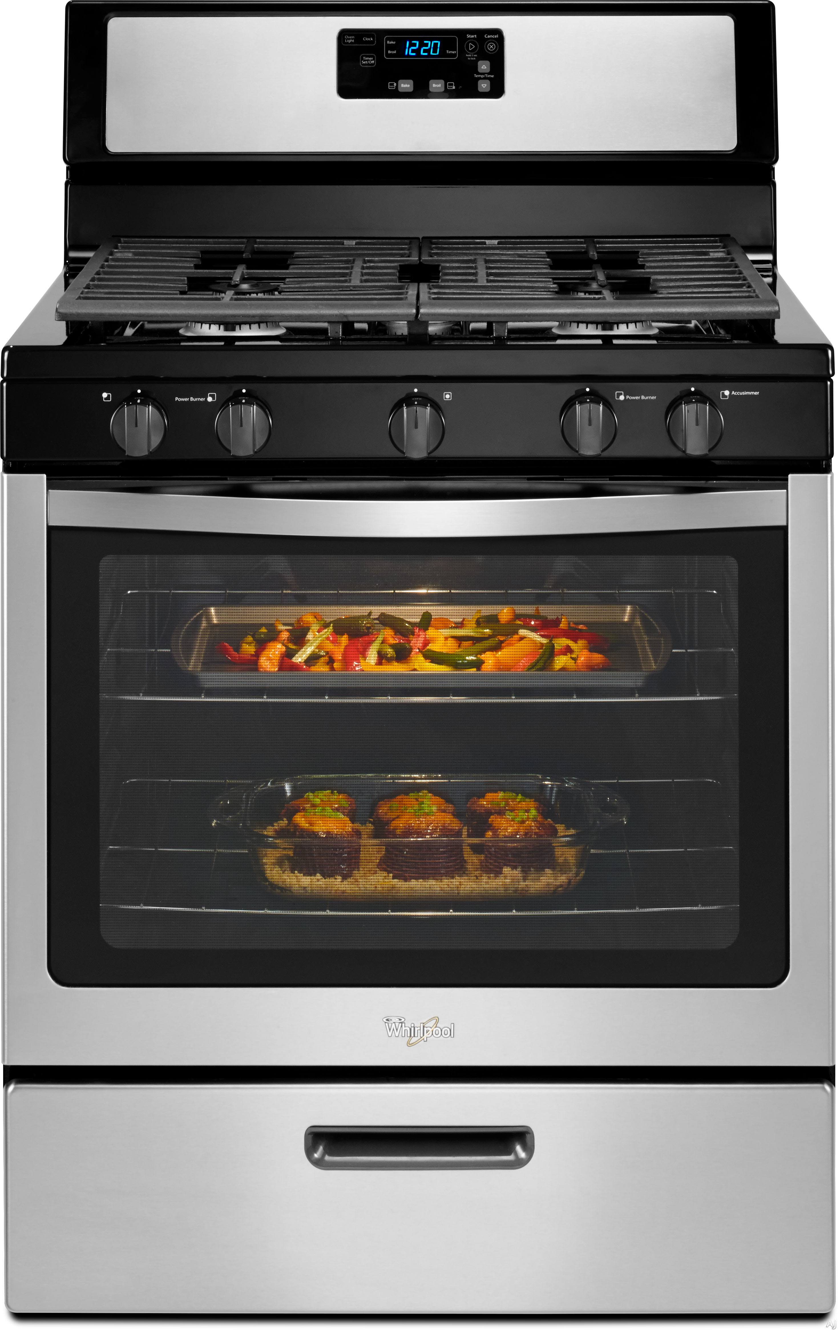 Whirlpool WFG505M0BS Gas Range with Broiler Drawer - Freestanding - 5.1 cu ft - Black/Stainless