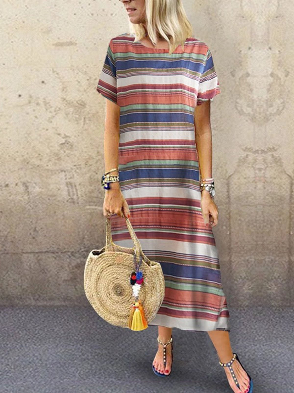 Printed Short Sleeve Casual Dresses