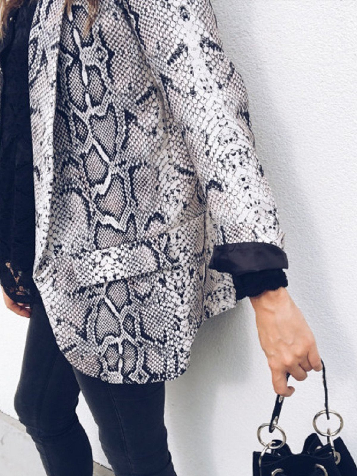 Vintage Lapel Long Sleeve Animal Snake Printed Blazers