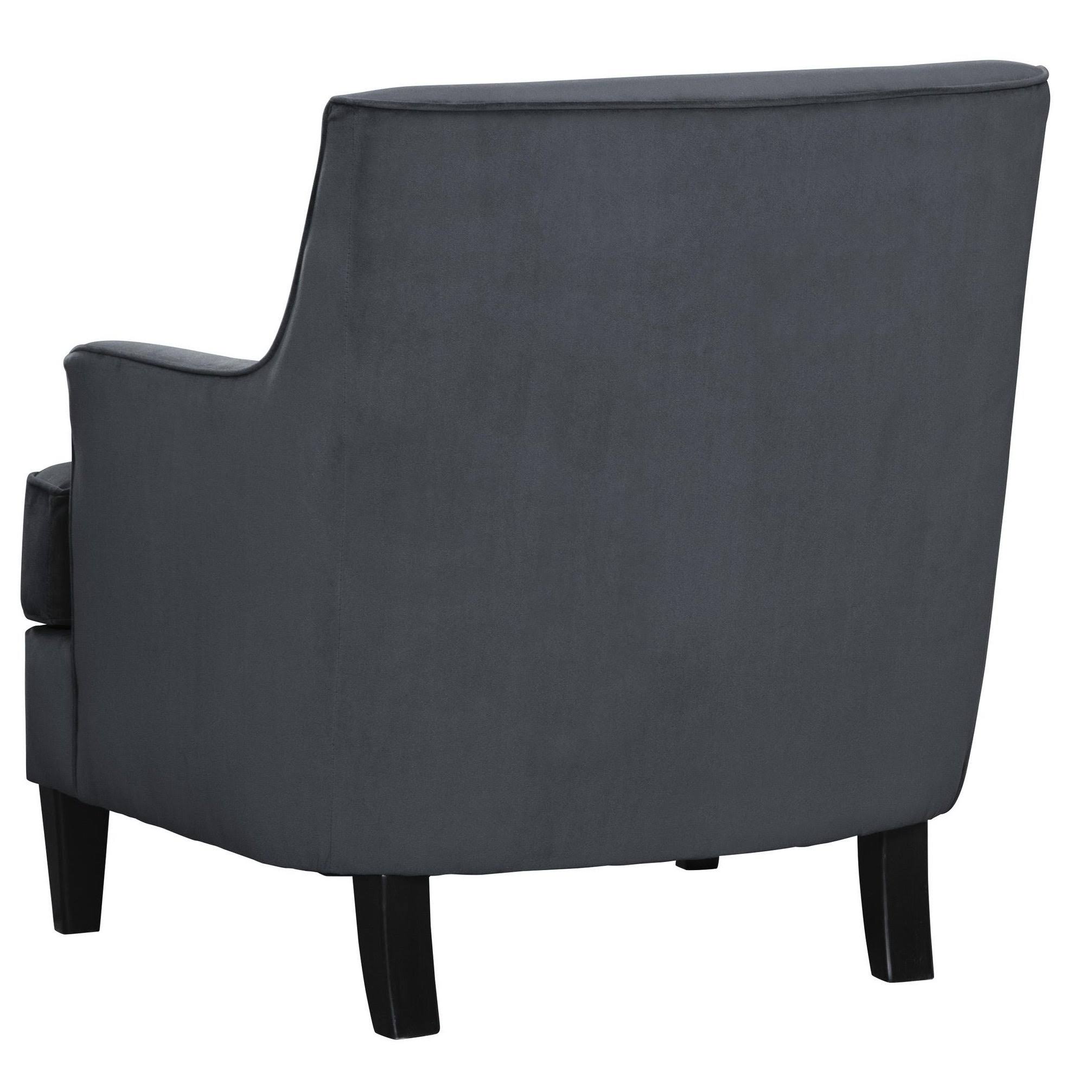 Fabric Upholstered Wooden Accent Chair with Sloped Arms, Dark Gray