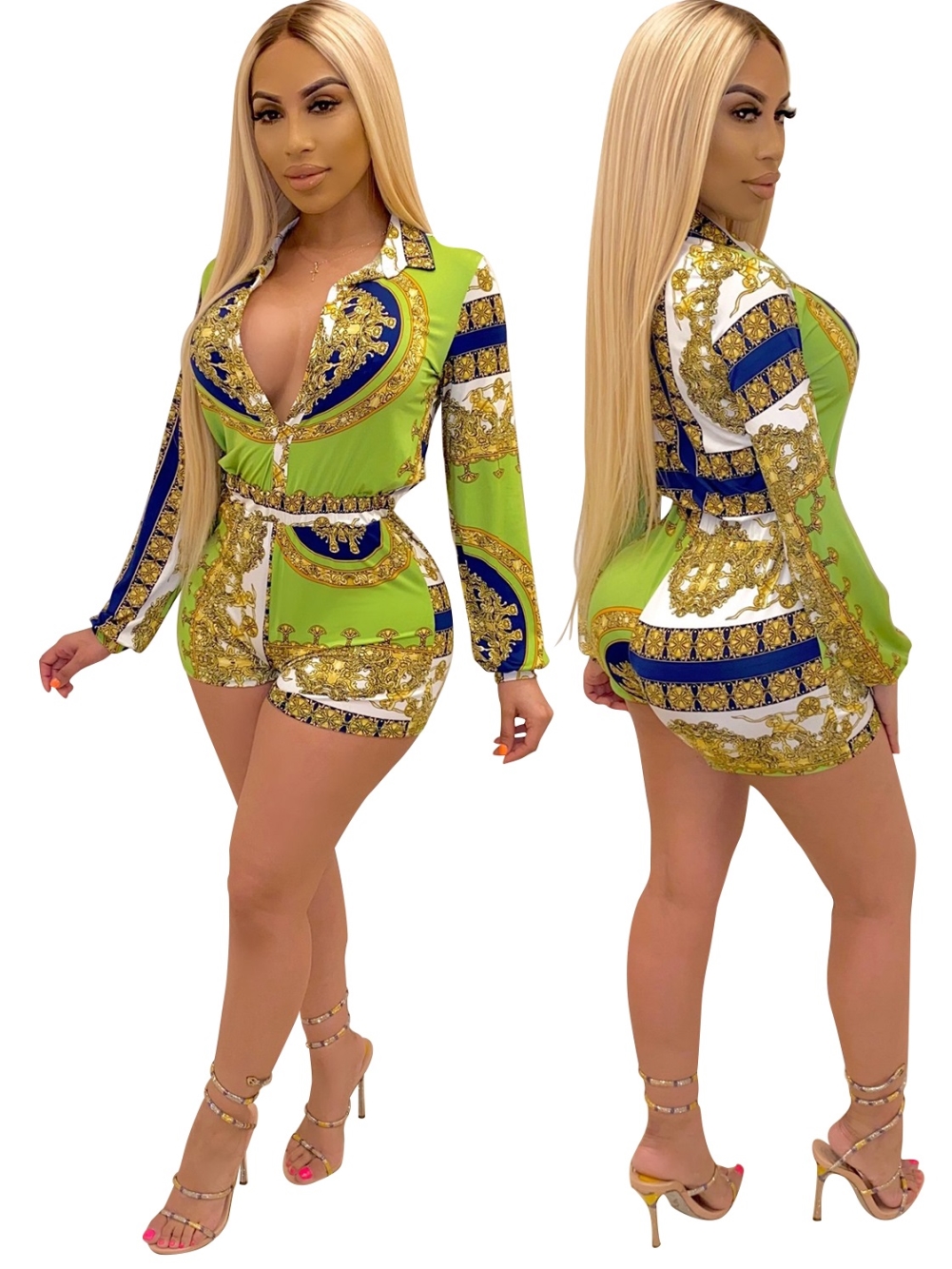 Sexy Leopard Long Sleeve Bodycon Rompers