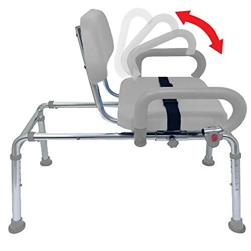 Premium Padded Bath and Shower Chair with Pivoting Arms. Space Saving