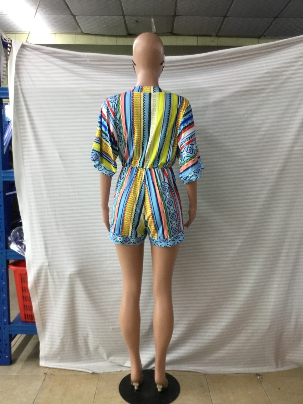 African Colorful Striped Wrapped Rompers