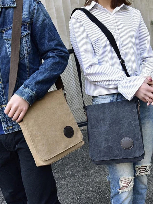 Vintage Canvas Shoulder Bag Multi-layer Crossbody Large-capacity Leisure Bag